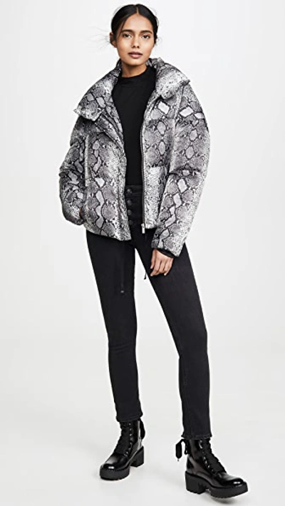 Shop Apparis Jamie Puffer In Grey Python Print