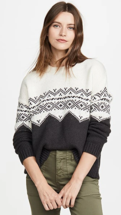 Shop Velvet Leanna Sweater In Milk/charcoal