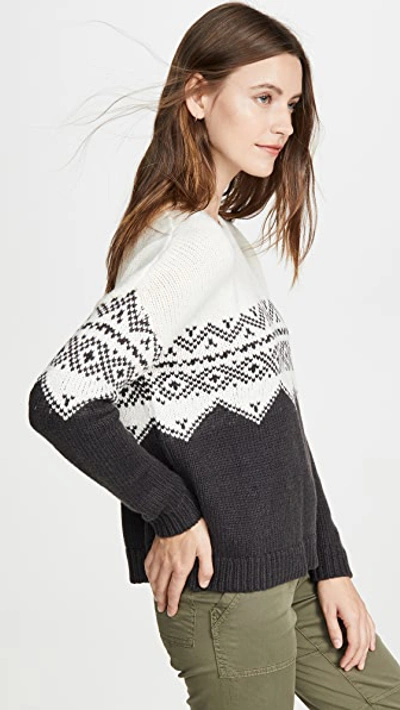Shop Velvet Leanna Sweater In Milk/charcoal