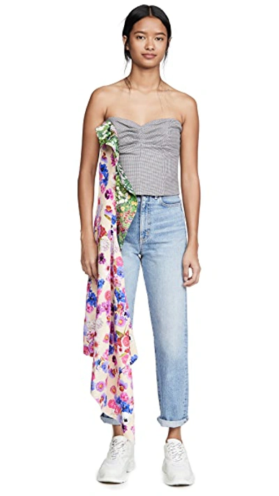 Shop Natasha Zinko Asymmetric Flare Scarf Corset Top In Multi