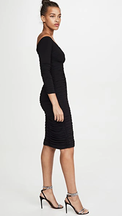 Shop Norma Kamali Off Shoulder Slinky Dress In Black