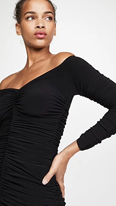 Shop Norma Kamali Off Shoulder Slinky Dress In Black