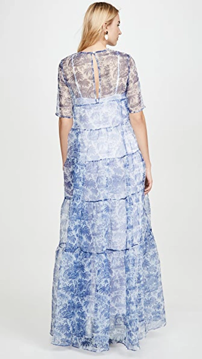 Shop Staud Hyacinth Dress In China Blue Toile