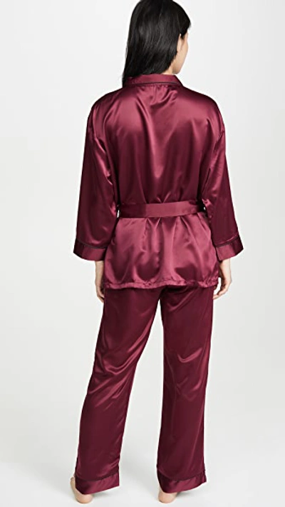 Shop Bluebella Wren Kimono And Trousers Pj Set In Cordovan/black