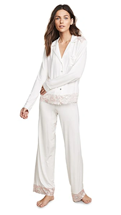 Shop Cosabella Savona Pajama Set In Mandorla/moon Ivory