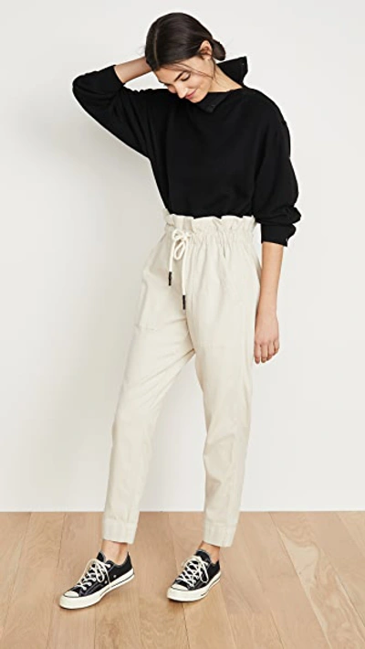 Shop Bassike Dobby Cord Utility Pants In Stone