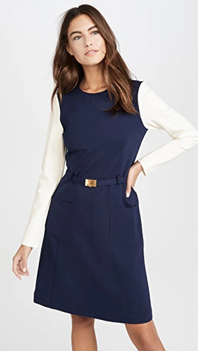 Shop Tory Burch Colorblock Ponte Dress In Tory Navy