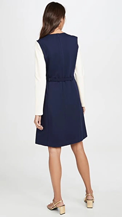 Shop Tory Burch Colorblock Ponte Dress In Tory Navy