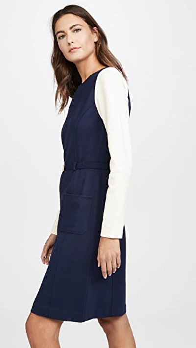 Shop Tory Burch Colorblock Ponte Dress In Tory Navy