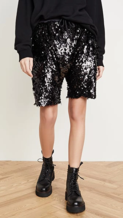 Shop R13 Sequin Harem Shorts In Black Sequin