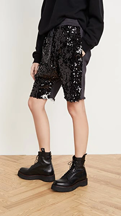 Shop R13 Sequin Harem Shorts In Black Sequin