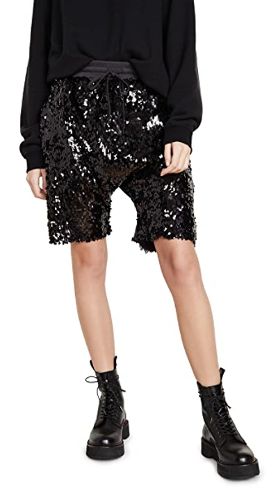 Shop R13 Sequin Harem Shorts In Black Sequin