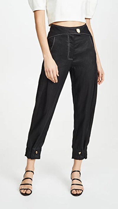 Shop Aje Mimosa Drawstring Trousers In Black