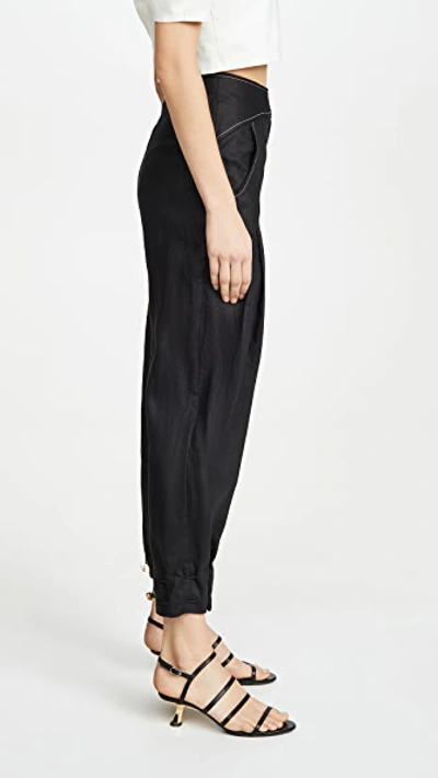 Shop Aje Mimosa Drawstring Trousers In Black