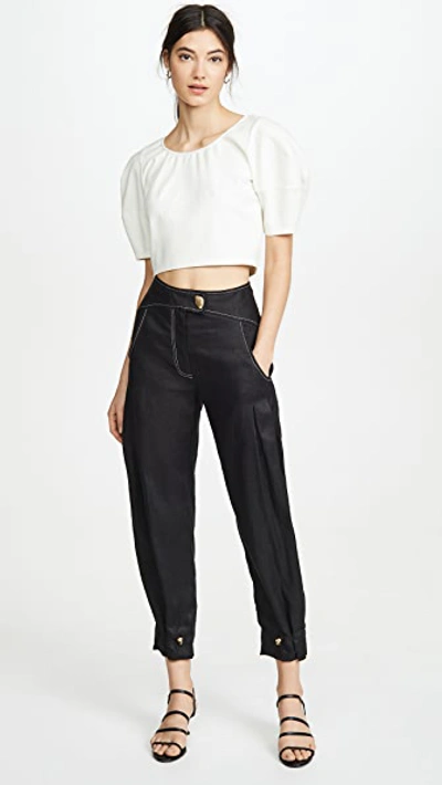 Shop Aje Mimosa Drawstring Trousers In Black