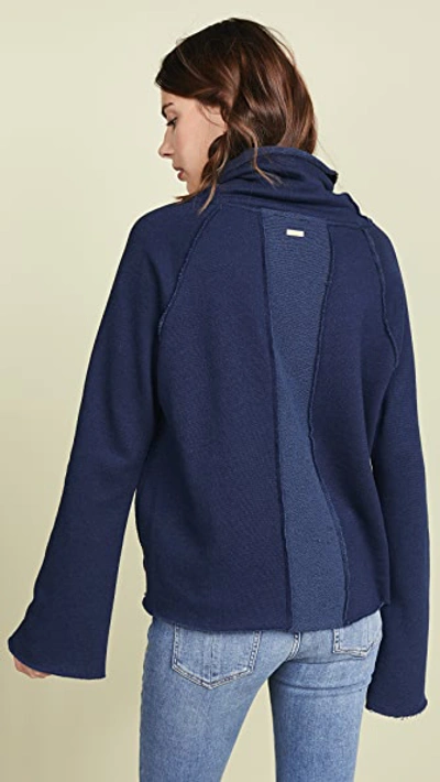 Shop Alala Riki Cowl Neck Pullover In Navy