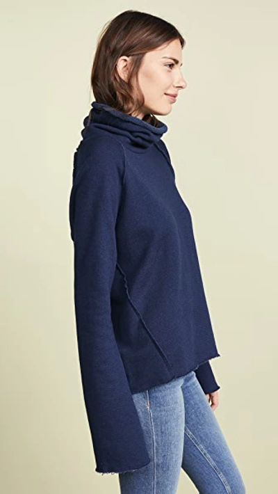 Shop Alala Riki Cowl Neck Pullover In Navy