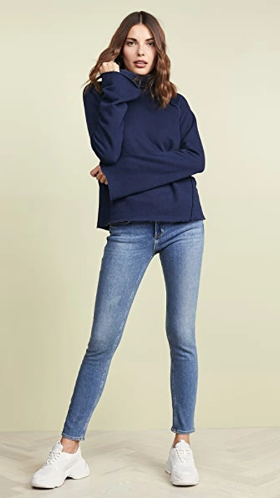 Shop Alala Riki Cowl Neck Pullover In Navy