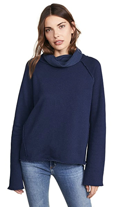 Shop Alala Riki Cowl Neck Pullover In Navy