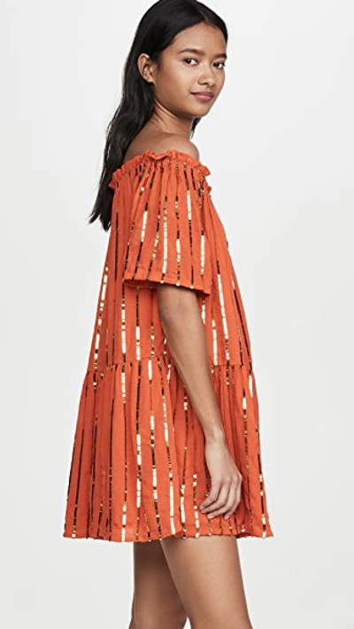 Shop Sundress Bella Short Dress In Tangerine/gold
