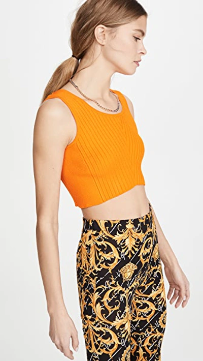 Shop Versace Knit Tank In Orange