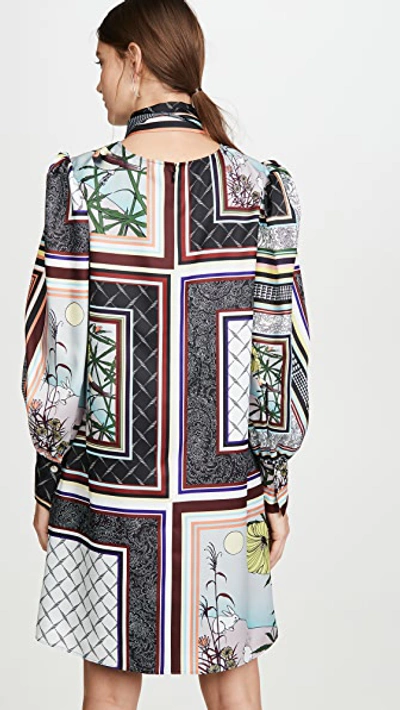 Shop Adeam Long Sleeve Tie Dress In Multi