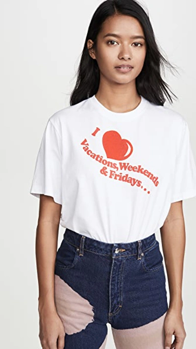 Shop Victoria Victoria Beckham I Heart Weekends T-shirt In White/flame Red