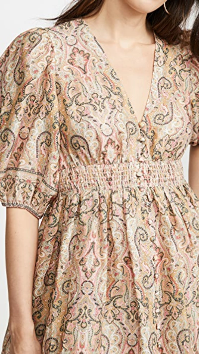 Shop Zimmermann Freja Shirred Waist Dress In Jadore Paisley