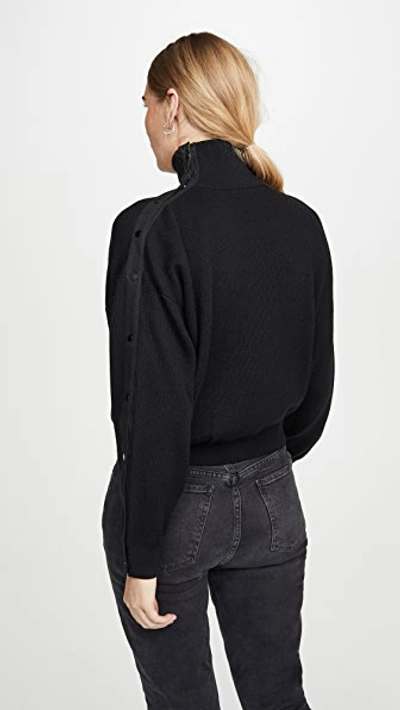 Snap Hybrid Cropped Turtleneck Pullover