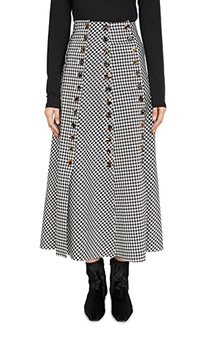 Shop A.w.a.k.e. Gingham Multi Panel Skirt In Black/white Check