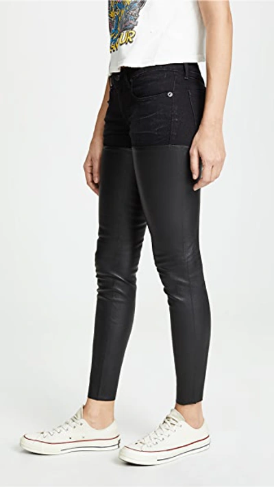 Shop R13 Leather Chaps Jeans In Black