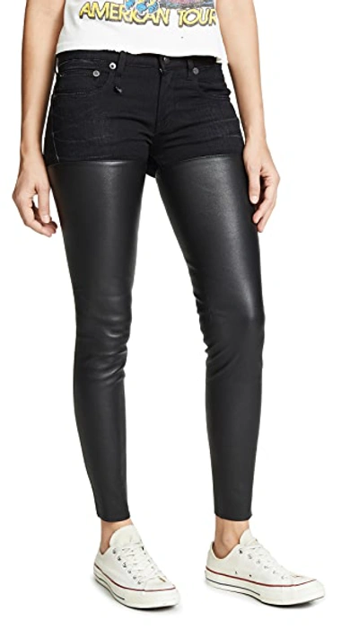 Shop R13 Leather Chaps Jeans In Black
