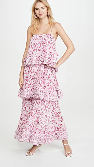 Shop Amur Nicola Dress In Frozen Rose Pressed Floral