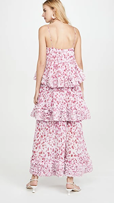 Shop Amur Nicola Dress In Frozen Rose Pressed Floral