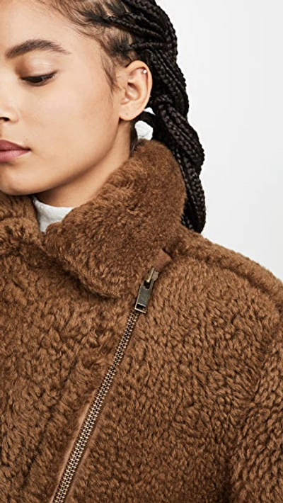 Shop Vince Shearling Moto Jacket In Canyon