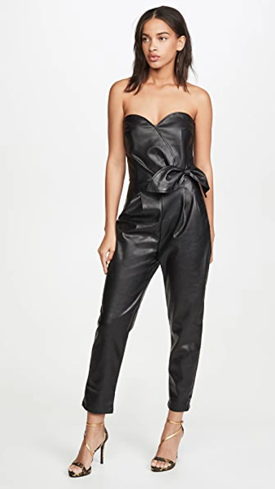 Shop Kendall + Kylie Bianca Vegan Leather Jumpsuit In Black