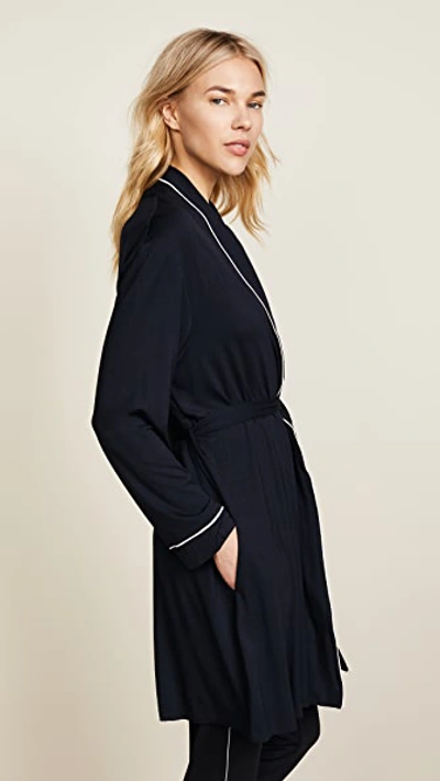 Shop Eberjey Gisele Tuxedo Robe Black