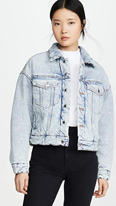 Shop Alexander Wang Padded Trucker Jacket In Pebble Bleach