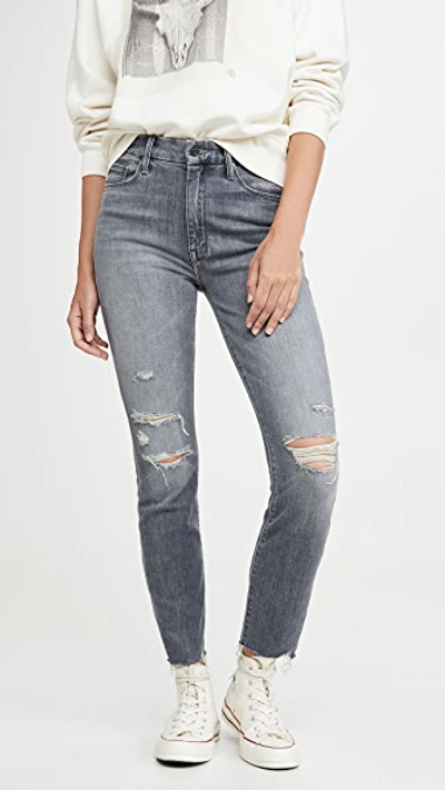 Shop Mother High Waisted Looker Ankle Nick Fray Jeans In Ace Of Spades