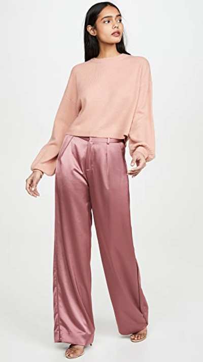 Shop Alice And Olivia Ansley Crop Cashmere Pullover In Rose Tan