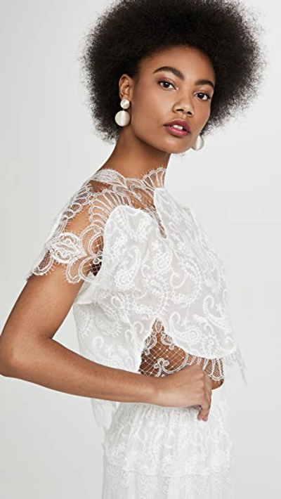 Shop Costarellos Paisley Embroidered Crop Top In Off White