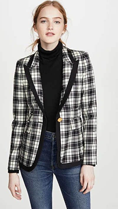 Shop Smythe Taped Peaked Lapel Blazer In Black/white Plaid