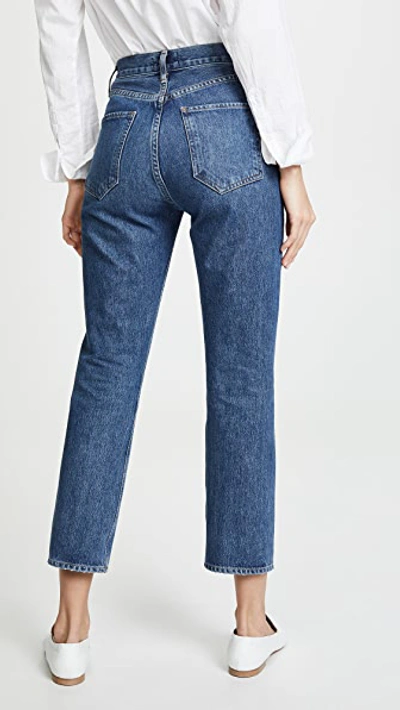 Shop Agolde Riley High Rise Straight Crop Jeans In Air Blue