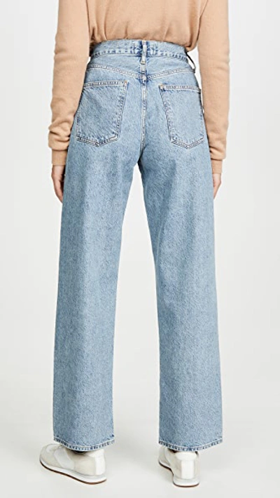 Shop Agolde Mid Rise Pleated Baggy Jeans In Sweetener