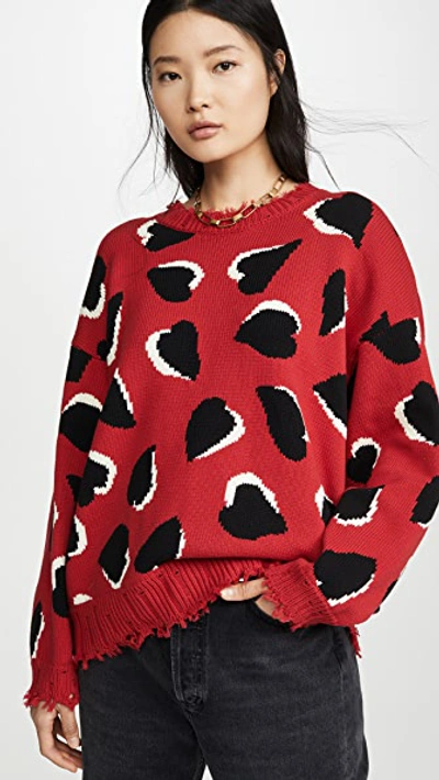 Shop R13 Hearts Oversized Sweater In Red With Hearts