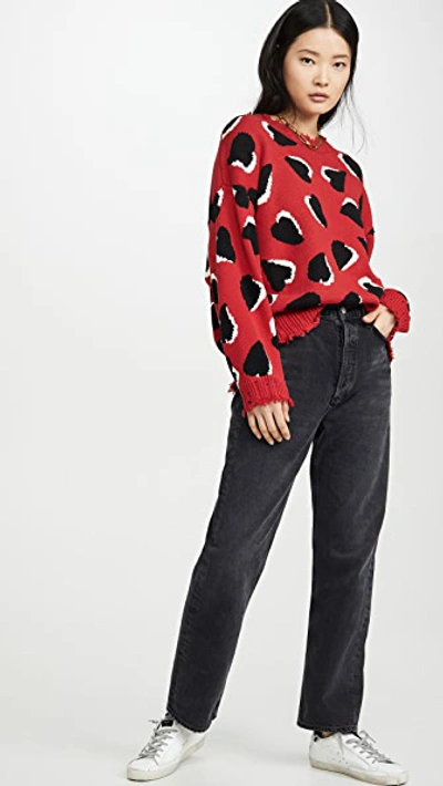 Shop R13 Hearts Oversized Sweater In Red With Hearts