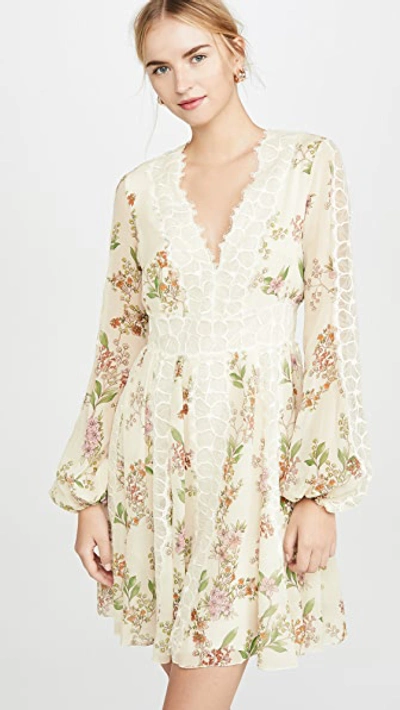 Shop Giambattista Valli V Neck Floral Detail Dress In Ivorie