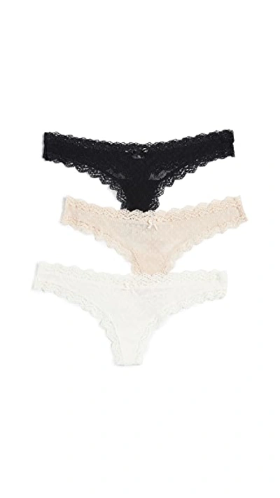 Shop Eberjey Delirious Thong 3 Pack In Black/bare/ivory