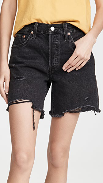 high waisted mid thigh jean shorts