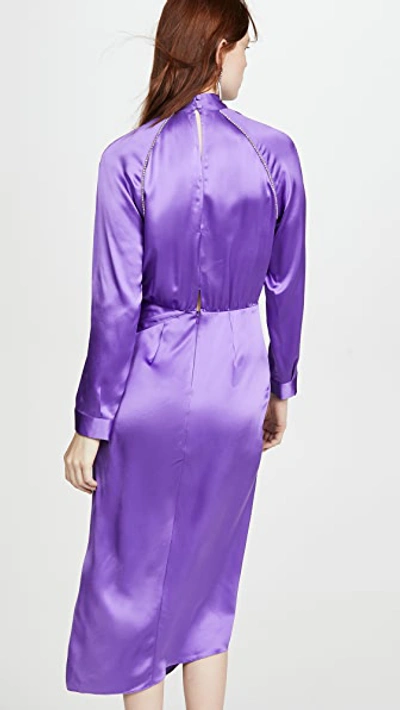 Shop Michelle Mason Raglan Dress With Crystal Trim In Grape